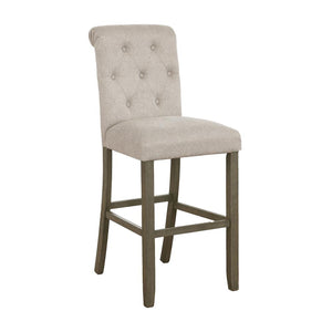 English Elm Beige and Rustic Brown Tufted Back Bar Stool (Set Of 2)