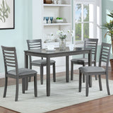 Hearth and Haven Wooden Dining Rectangular Table Set For 4, Kitchen Dining Table For Small Space, Gray W1998S00013 W1998S00013