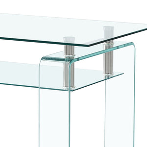 English Elm Rectangle Two Tier Tempered Glass Coffee Table Modern Living Room Center Piece W1718P153989