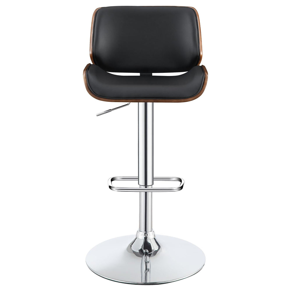 English Elm Black Adjustable Bar Stool With Chrome Base & Faux-Leather Seat - Modern Industrial Style Comfort B062P153495