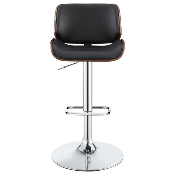 English Elm Black Adjustable Bar Stool With Chrome Base & Faux-Leather Seat - Modern Industrial Style Comfort B062P153495