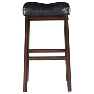 English Elm Black Upholstered Bar Stools Set Of 2 - Stylish, Comfortable Design With Tufted Back And Rubberwood Legs B062P153501