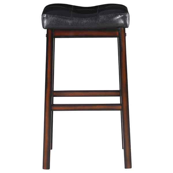 English Elm Black Upholstered Bar Stools Set Of 2 - Stylish, Comfortable Design With Tufted Back And Rubberwood Legs B062P153501