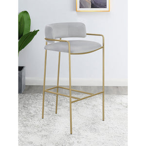 English Elm Grey Velvet Low Back Stool With Gold Finish - Modern Design For Home Bar, Kitchen Island, Or Dining B062P153514