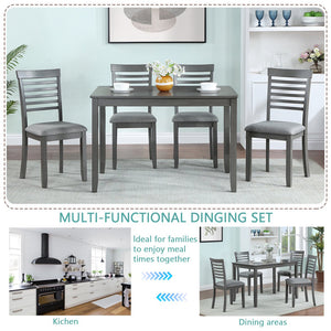 English Elm 5 Piece Modern Dining Set - Stylish Rectangular Table & 4 Upholstered Chairs For Home Dining Comfort W1998S00013