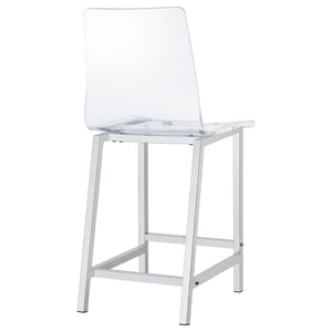 English Elm Clear Acrylic Counter Stools Set of 2 with Chrome Base, Curved Back Comfort, Modern Bar Seating B062P153519