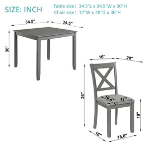 English Elm Elegant 5-Piece Solid Wood Dining Table Set With 4 Upholstered Chairs For Modern Dining Spaces W1998S00020