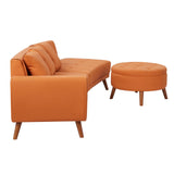 English Elm 107" Contemporary Sofa Stylish Sofa Couch With A Round Storage Ottoman and Three Removable Pillows For Living Room, Orange