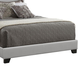 English Elm Grey Faux Leather Queen Panel Bed with Modern Upholstery, Black Legs, Smooth PU-Poly Blend Finish B062P153561