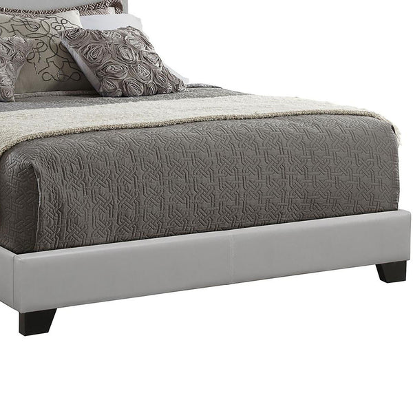 English Elm Grey Faux Leather Queen Panel Bed with Modern Upholstery, Black Legs, Smooth PU-Poly Blend Finish B062P153561