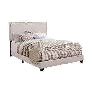 English Elm Ivory Transitional Twin Bed with Chrome Nailhead Trim, Solid Hardwood Frame, Chic Upholstery for Stylish Bedrooms B062P153537