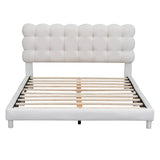 Hearth and Haven Full Size Upholstered Platform Bed with Soft Headboard, White DL002026AAK