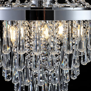 English Elm 20" Modern Crystal Chandelier, Adjustable Height 32.7"-70.9", 11-Light E12 Socket, K9 Chrome Fixture for Living Room W1340P143191