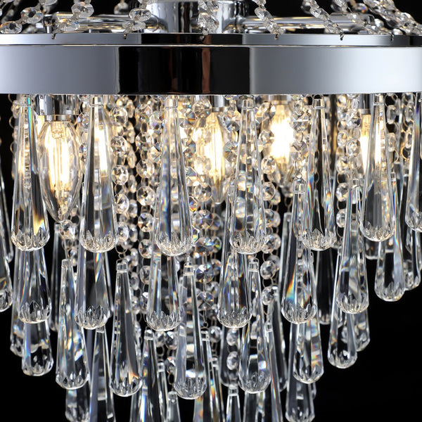 English Elm 20" Modern Crystal Chandelier, Adjustable Height 32.7"-70.9", 11-Light E12 Socket, K9 Chrome Fixture for Living Room W1340P143191