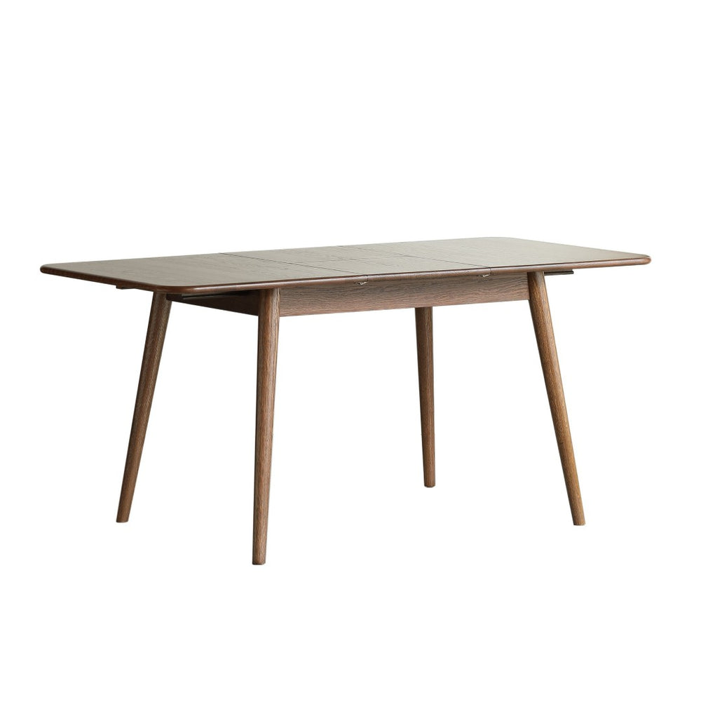 English Elm Walnut Solid Oak Extension Dining Table Seats Eight with Diagonal Legs Farmhouse Style W1283139300