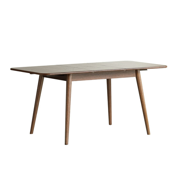 English Elm Walnut Solid Oak Extension Dining Table Seats Eight with Diagonal Legs Farmhouse Style W1283139300