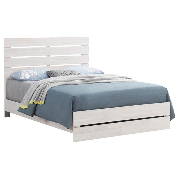 English Elm Coastal Rustic Slatted Queen Platform Bed with Farmhouse Headboard and Footboard in White Finish B062P153568