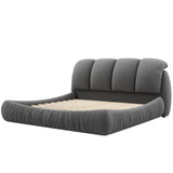 Hearth and Haven King Size Luxury Upholstered Bed with Thick Headboard, Velvet King Bed with Oversized Padded Backrest(Expect Arrive Date 2024/3/15) W1580P144453