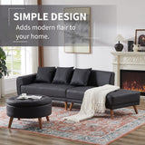 English Elm 107" Contemporary Sofa Stylish Sofa Couch With A Round Storage Ottoman and Three Removable Pillows For Living Room, Black