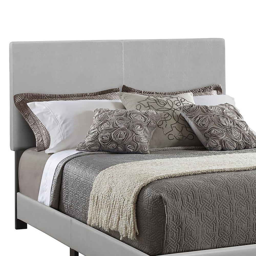 English Elm Grey Faux Leather Queen Panel Bed with Modern Upholstery, Black Legs, Smooth PU-Poly Blend Finish B062P153561