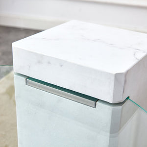 English Elm A marble textured MDF coffee table with side table — white, scratch‑resistant, easy‑clean, modern design (33.46x13.78x33.66) W1151132018