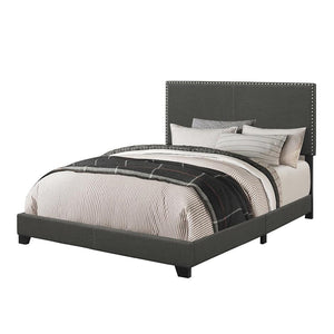English Elm Charcoal Full Bed With Chrome Nailhead Trim – Elegant Upholstered Design For Modern & Classic Spaces B062P153533