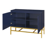 English Elm Trexm Minimalist & Luxury Cabinet Two Door Sideboard With Gold Metal Legs For Living Room, Dining Room (Navy)