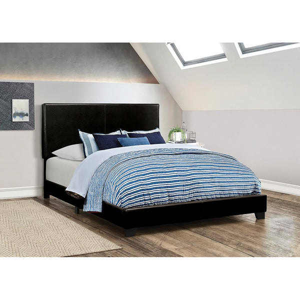 English Elm Black Faux Leather Full Panel Bed Frame – Modern Upholstered Headboard, Plush Textured Finish, Durable Craftsmanship B062P153565