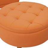 English Elm 107" Contemporary Sofa Stylish Sofa Couch With A Round Storage Ottoman and Three Removable Pillows For Living Room, Orange