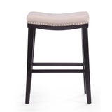 Christopher Knight Home® - Noble House - Kainu Contemporary Upholstered Saddle Counter Stool with Nailhead Trim - Set of 2