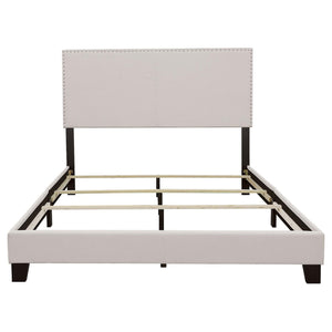 English Elm Ivory Transitional Twin Bed with Chrome Nailhead Trim, Solid Hardwood Frame, Chic Upholstery for Stylish Bedrooms B062P153537