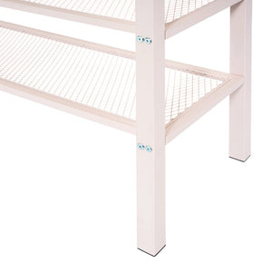 English Elm Full Size Metal Loft Bed with 4-tier Shelving Ladder for Kids or Teen Rooms Pink SF000247AAH