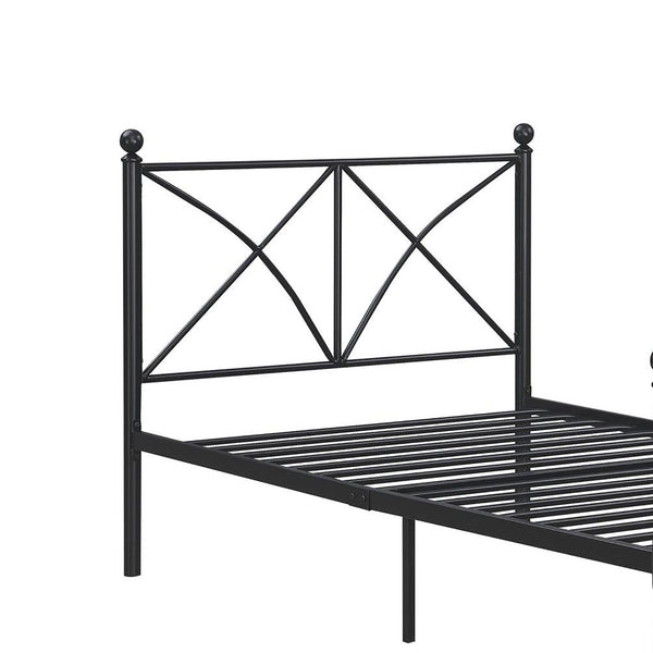 English Elm Black Full Platform Bed with Classic Poster Silhouette, Sturdy Heavy-Gauge Steel, 800 lb Capacity, Underbed Storage Ready B062P153549