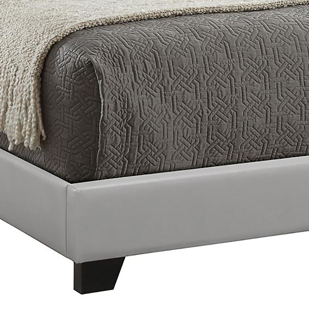 English Elm Grey Faux Leather Full Panel Bed with Upholstered Headboard, Modern Grey Upholstery, Black Legs (Full) B062P153560