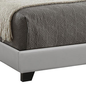 English Elm Grey Faux Leather Full Panel Bed with Upholstered Headboard, Modern Grey Upholstery, Black Legs (Full) B062P153560