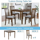 Hearth and Haven Wooden Dining Rectangular Table Set For 4, Kitchen Dining Table For Small Space, Walnut W1998S00026 W1998S00026