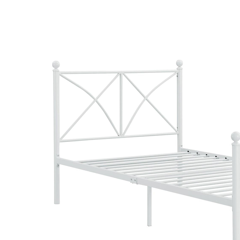English Elm White Full Platform Bed with Classic Poster Silhouette, Sturdy Steel Frame, 800lb Capacity, Underbed Storage-Friendly B062P153551
