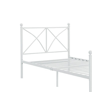 English Elm White Full Platform Bed with Classic Poster Silhouette, Sturdy Steel Frame, 800lb Capacity, Underbed Storage-Friendly B062P153551