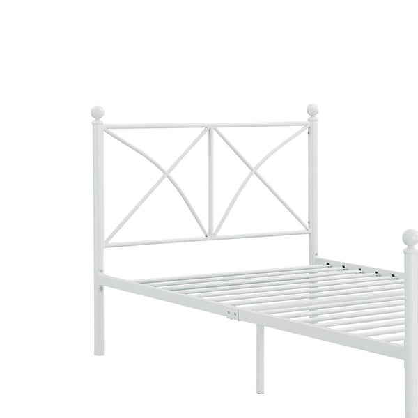 English Elm White Full Platform Bed with Classic Poster Silhouette, Sturdy Steel Frame, 800lb Capacity, Underbed Storage-Friendly B062P153551