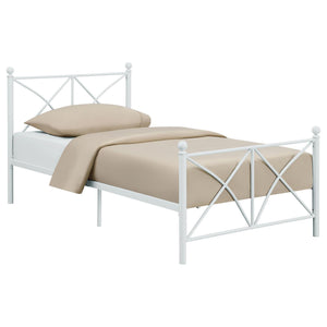 English Elm White Full Platform Bed with Classic Poster Silhouette, Sturdy Steel Frame, 800lb Capacity, Underbed Storage-Friendly B062P153551