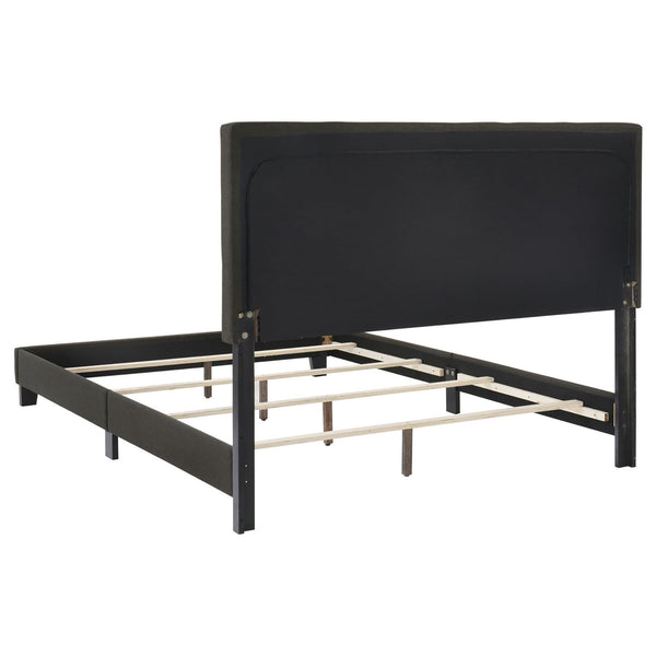 English Elm Charcoal Tufted Queen Panel Bed with Button-Headboard, Luxe Upholstery, Modern Neutral Elegance (97) B062P153532