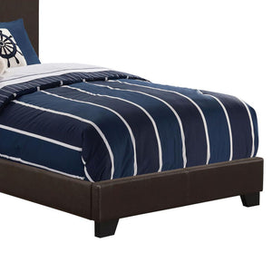 English Elm Brown Faux Leather Twin Panel Bed With Upholstered Headboard, Modern Brown PU Frame, Black Legs B062P153563