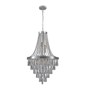 English Elm 20" Modern Crystal Chandelier, Adjustable Height 32.7"-70.9", 11-Light E12 Socket, K9 Chrome Fixture for Living Room W1340P143191