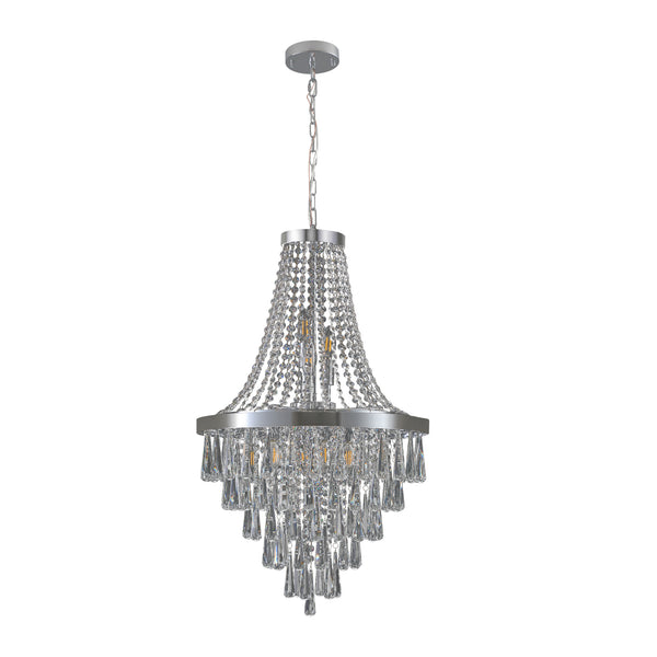 English Elm 20" Modern Crystal Chandelier, Adjustable Height 32.7"-70.9", 11-Light E12 Socket, K9 Chrome Fixture for Living Room W1340P143191