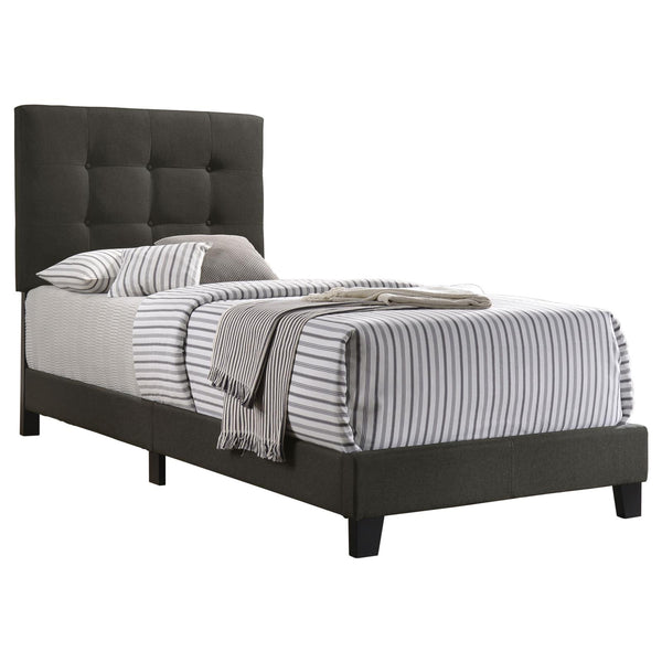 English Elm Charcoal Tufted Twin Panel Bed – Stylish Upholstered Headboard For Modern Elegance & Comfort B062P153538