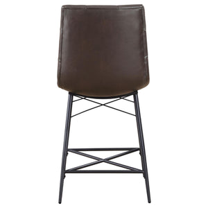 English Elm Brown Tufted Counter Height Stool Set of 2 — Retro Gunmetal Frame, Padded Leatherette Seats, 41" Tall Comfort B062P153530