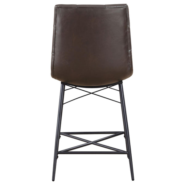 English Elm Brown Tufted Counter Height Stool Set of 2 — Retro Gunmetal Frame, Padded Leatherette Seats, 41" Tall Comfort B062P153530