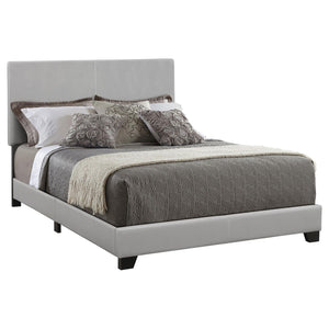 English Elm Grey Faux Leather Queen Panel Bed with Modern Upholstery, Black Legs, Smooth PU-Poly Blend Finish B062P153561
