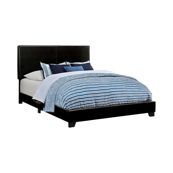 English Elm Black Faux Leather Full Panel Bed Frame – Modern Upholstered Headboard, Plush Textured Finish, Durable Craftsmanship B062P153565
