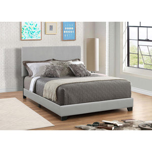 English Elm Grey Faux Leather Queen Panel Bed with Modern Upholstery, Black Legs, Smooth PU-Poly Blend Finish B062P153561